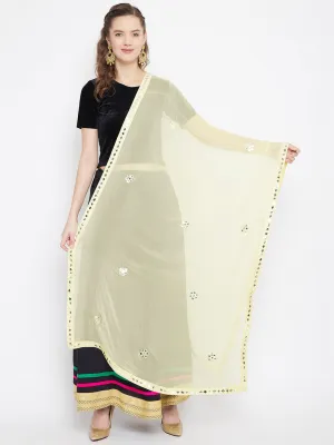 Women'S Cream Gotta Patti Chiffon Dupatta