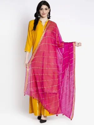 Women'S Magenta Printed Kota Cotton Dupatta