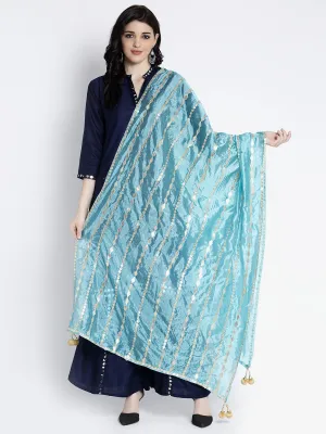 Women'S Sky Blue Gotta Patti Silk Dupatta