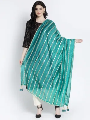 Women'S Turquoise Gotta Patti Silk Dupatta